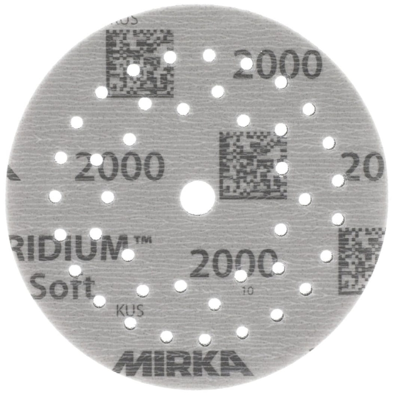 Preview: Mirka® Iridium® Soft Schleifscheibe 249M202081, Ø 125 mm, Dicke: 5 mm, P800, A (Aluminiumkorn), Multilochung, Kletthaftend, Für Lackschliff & Grundierungsschliff