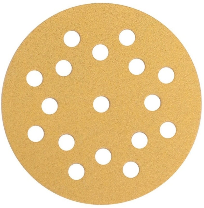 Preview: Mirka® Gold 2364705040, Ø 125 mm, P40, 17-fach gelocht, Kletthaftend, Schleifscheibe mit Aluminiumkorn