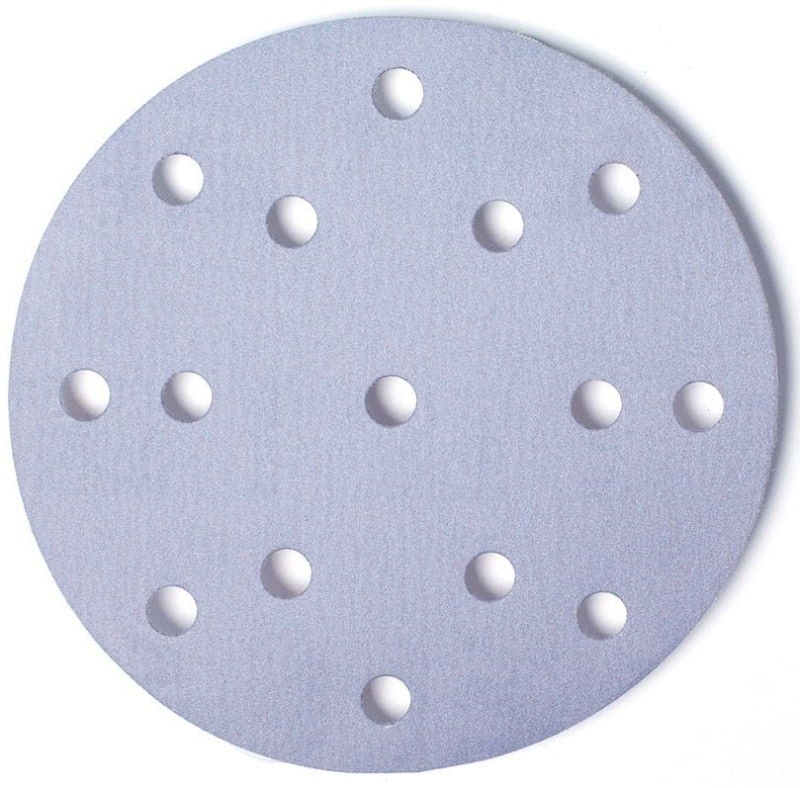 Preview: Mirka® Q.Silver® 3661105094, 150 mm, P1500, 15-fach gelocht, Kletthaftend, Schleifscheibe mit Siliziumkorn