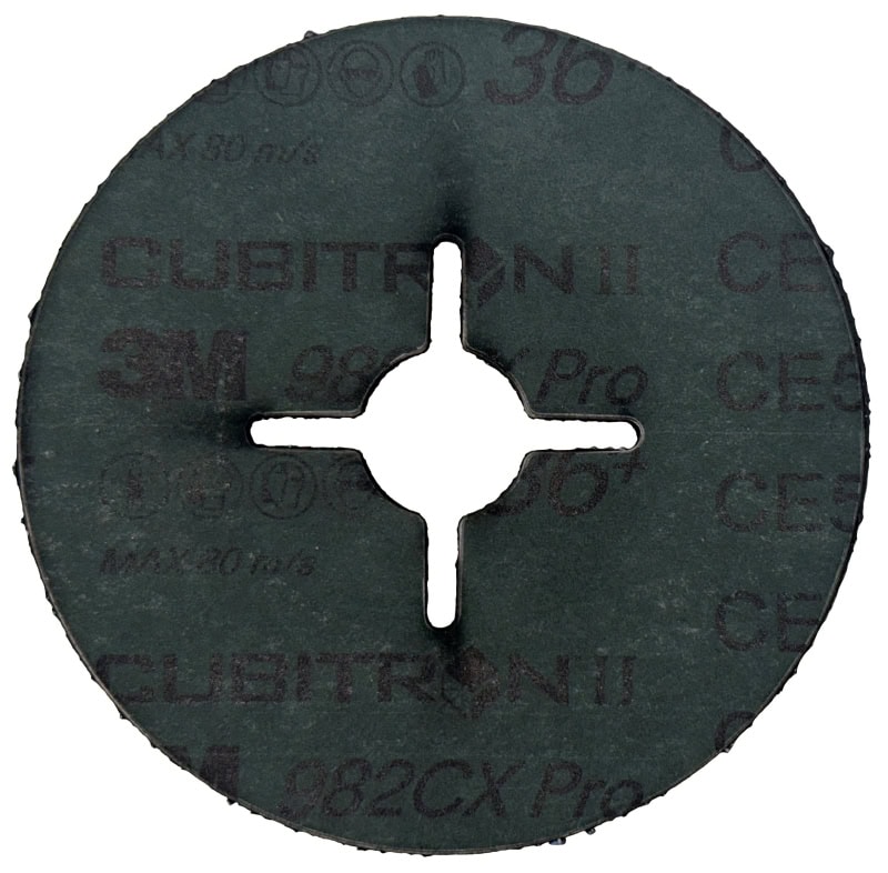 Preview: 3M™ Cubitron™ II 982CX Pro 83322, Ø 125 mm x ø 22,23 mm, 36+, 12.000 U./Min., Fiberschleifscheibe mit Präzisions-Keramikkorn