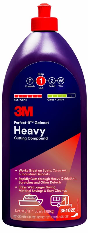 Preview: 3M™ Perfect-It™ 36102E, 946 ml, Gelcoat Schleifpaste für hohen Abtrag mit Wachs zum zeit- und kostensparenden Abtragen, Polieren und Wachsen in einem einzigen Arbeitsgang