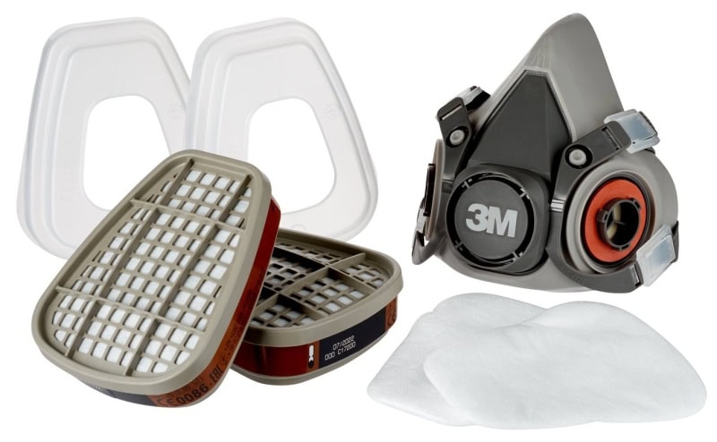 Preview: 3M™ 6002PRO, Größe M, Atemschutzmaskenset 6002M mit A2P3 R Filterset, Bajonett-Klick Filteranschluss