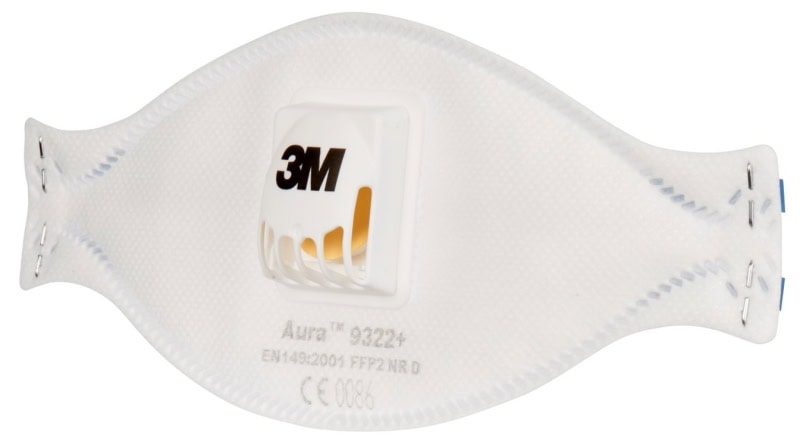 Preview: 3M™ Aura™ Atemschutzmaske 9322+ FFP2 NR D mit Cool-Flow Ausatemventil, Industrievariante, Hygienisch einzelverpackt