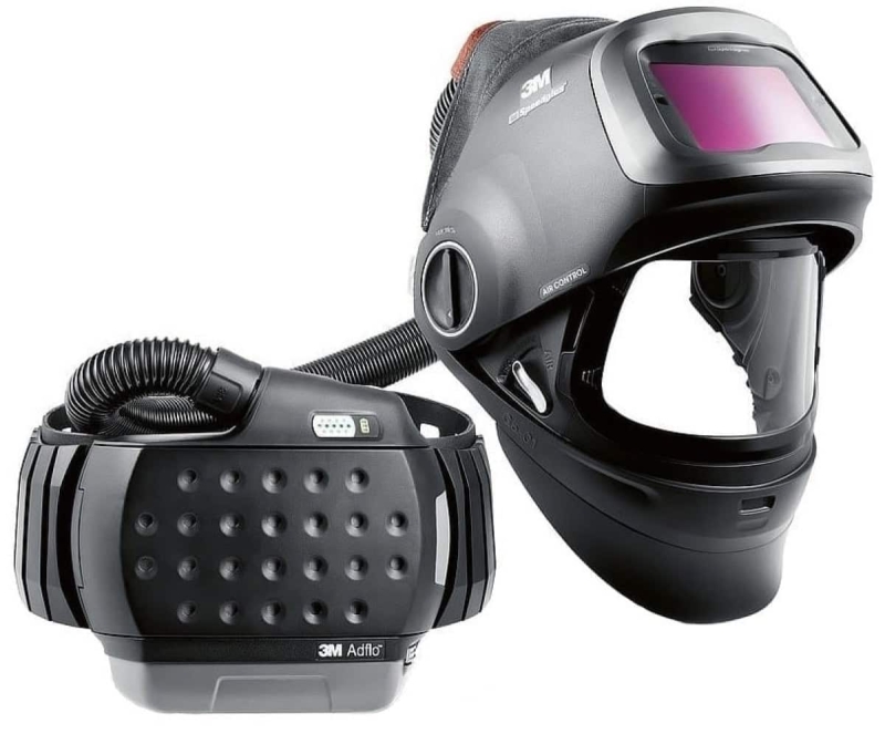 Preview: 3M™ Speedglas™ Schweißmaske G5-01 mit Schweißfilter G5-01/03NC und Adflo™ High-Altitude Gebläseeinheit, 617810, inkl. QRS-Luftschlauch und Tasche, TH3, 4A/3B, Kopfband + Textilkopfschutz; Teile: [617800 + 630010]