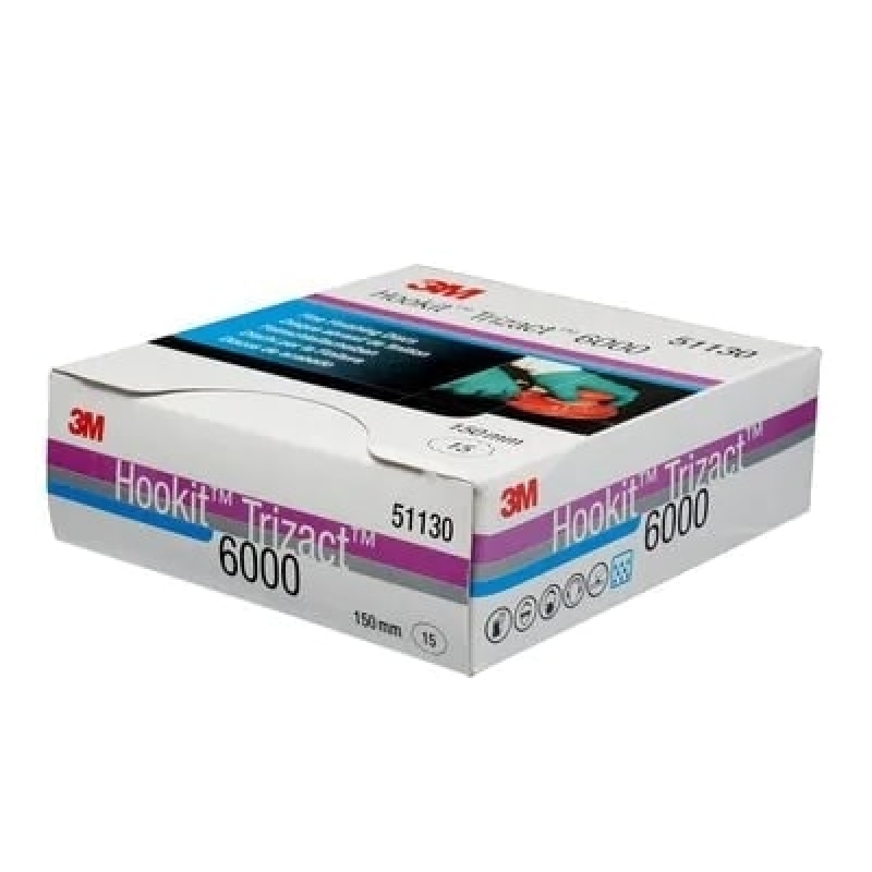 Preview: 3M™ Trizact™ Hookit™ 443SA 30662, Ø 150 mm, P5000, Blau-Grün, Kletthaftend, Feinschleifscheibe mit Siliziumkorn