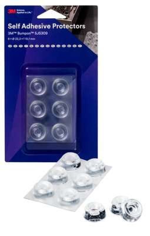 Preview: 3M™ Bumpon™ SJ 5309 BL, Ø 22,3 mm, H: 10,1 mm, Transparent, Elastikpuffer mit A-20 Acrylat Klebstoff, Mini-Pack mit 6 Stück