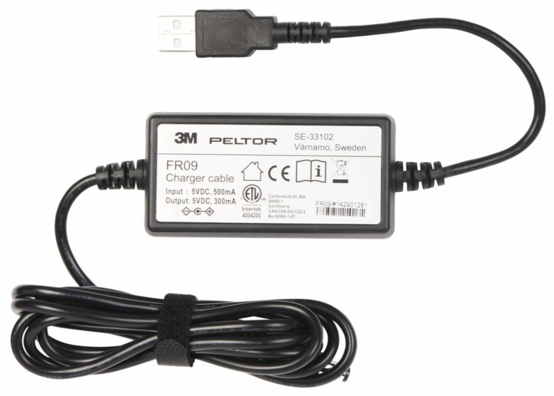 Preview: 3M™ PELTOR™ Akkuladekabel für ACK053 Akkus FR09, USB Anschluss
