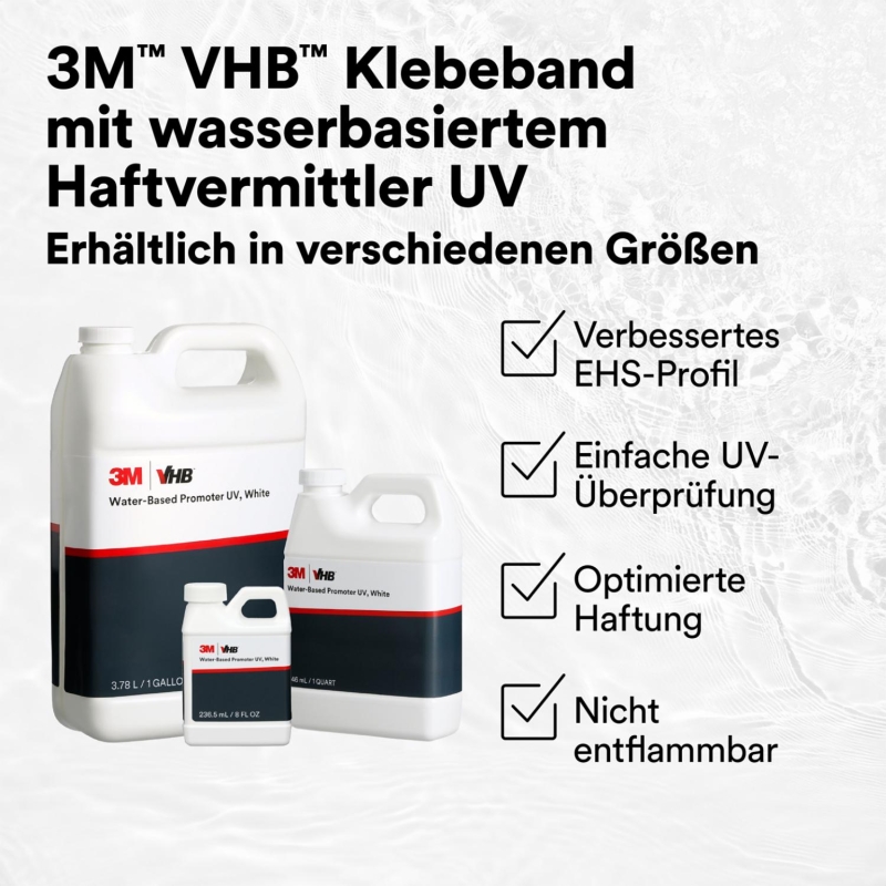 Preview: 3M™ VHB™ Wasserbasierter Haftvermittler UV 9806UV3.785, 3,785 Liter, Weiß, Für bessere Haftung, Sicherheit und Nachhaltigkeit
