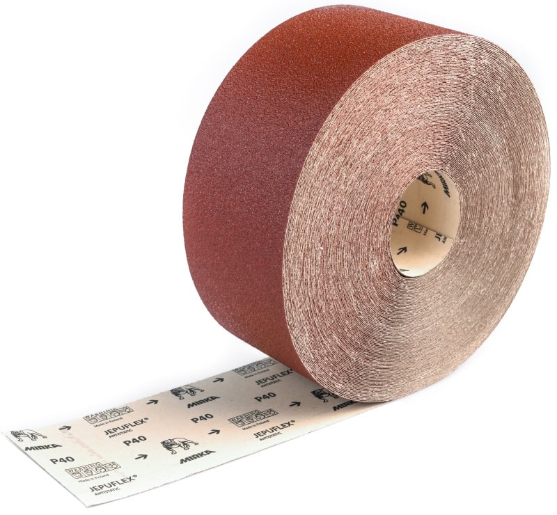 Preview: Mirka® Jepuflex Antistatic 4451100110, 115 mm x 50 m, P100, Ohne Haftung, Schleifrollen mit Aluminiumkorn
