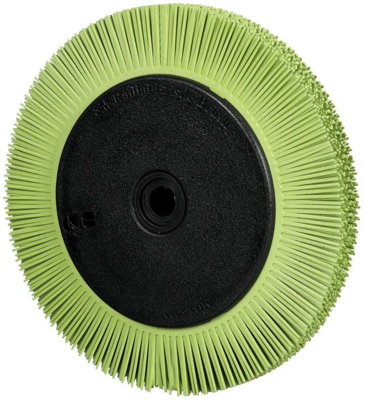 Preview: 3M™ Scotch-Brite™ Präzisions Radialborstenbürste Einzelsegmente PN-RB 7100374712, Ø 200 mm x ø 32 mm, Breite: 25 mm, 50+, Typ S (Gerade Borsten), Mit Flansch, Grün, 6.000 U./Min., Für Reinigungs- und Entgratungsarbeiten