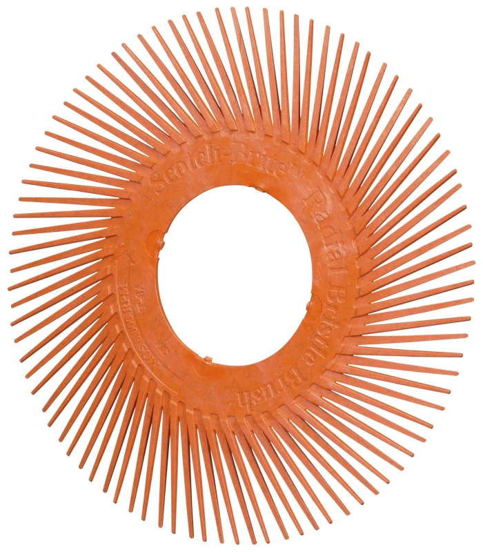 Preview: 3M™ Scotch-Brite™ Präzisions Radialborstenbürste Einzelsegmente PN-RB 7100374842, Ø 150 mm, 80+, Typ A (Schräge Borsten), Ohne Adapter, Orange, 6.000 U./Min., Für Reinigungs- und Entgratungsarbeiten