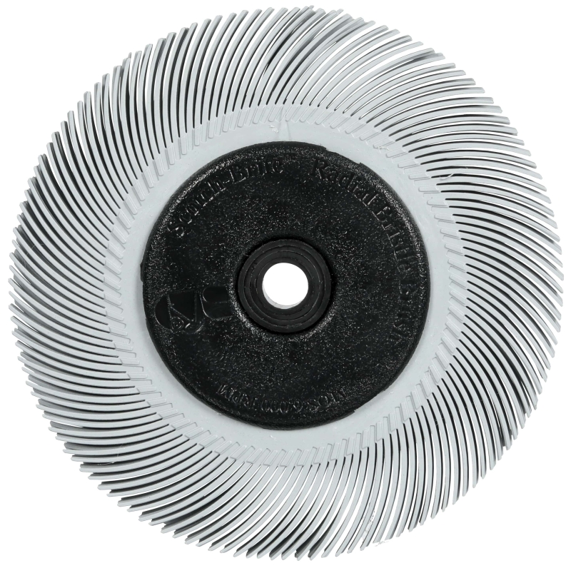 Preview: 3M™ Scotch-Brite™ Präzisions Radialborstenbürste PN-RB 7100374844, Ø 150 mm x ø 11 mm, Breite: 25 mm, 120+, Typ C (Gebogene Borsten), Mit Adapter, Grau, 6.000 U./Min., Für Reinigungs- und Entgratungsarbeiten