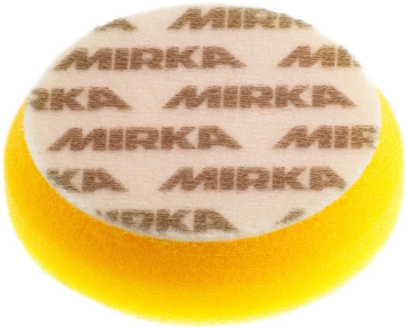 Preview: Mirka® Schaumstoffpad PRO 7993408511, Ø 77 mm, Medium, Flach, Kletthaftend, Gelb, Polierpad, Für Finish- und Polierarbeiten