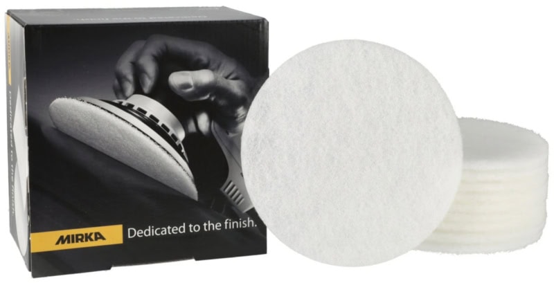 Preview: Mirka® Ölpads 8524102001, Ø 150 mm, Kein Schleifkorn, Weiß, Kletthaftend, Ölauflagen zum Ölen von Holzwerkstoffen