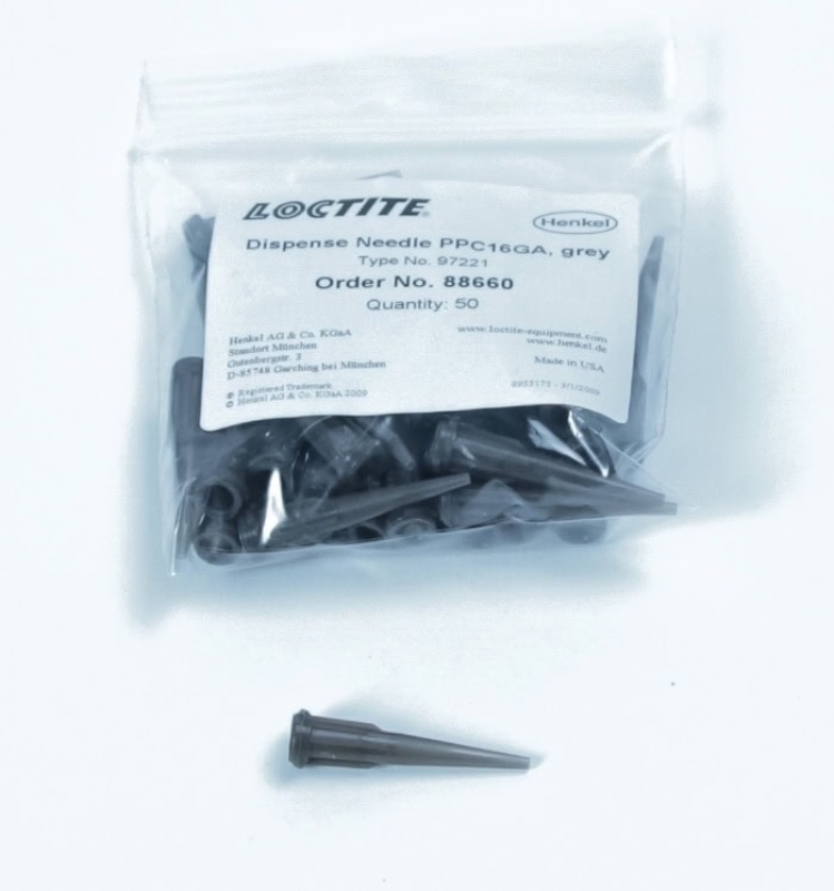 Preview: Henkel™ Loctite® 97221 Dosiernadel, Ø 1,19mm, Grau, 88660, Packung  à 50 Stk., Zur Applikation von 1K Loctite® Klebstoffen