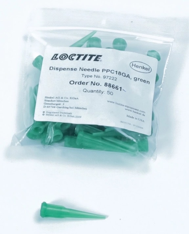 Preview: Henkel™ Loctite® 97222 Dosiernadel, Ø 0,84mm, Grün, 88661, Packung  à 50 Stk., Zur Applikation von 1K Loctite® Klebstoffen