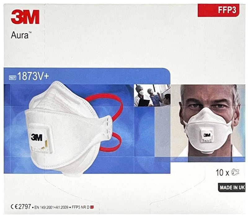 Preview: 3M™ Aura™ Medizinische Atemschutzmaske 1873V+, FFP3 NR D mit Cool-Flow Ausatmenventil, Chirurgische Maske nach EN14683, Medizinvariante, Hygienisch einzelverpackt