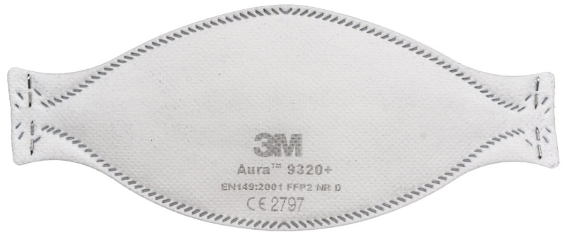 Preview: 3M™ Aura™ Atemschutzmaske 9320+ FFP2 NR D, Industrievariante, Hygienisch einzelverpackt, Lose Industrieware ohne Kartonage, Pandemiemaske