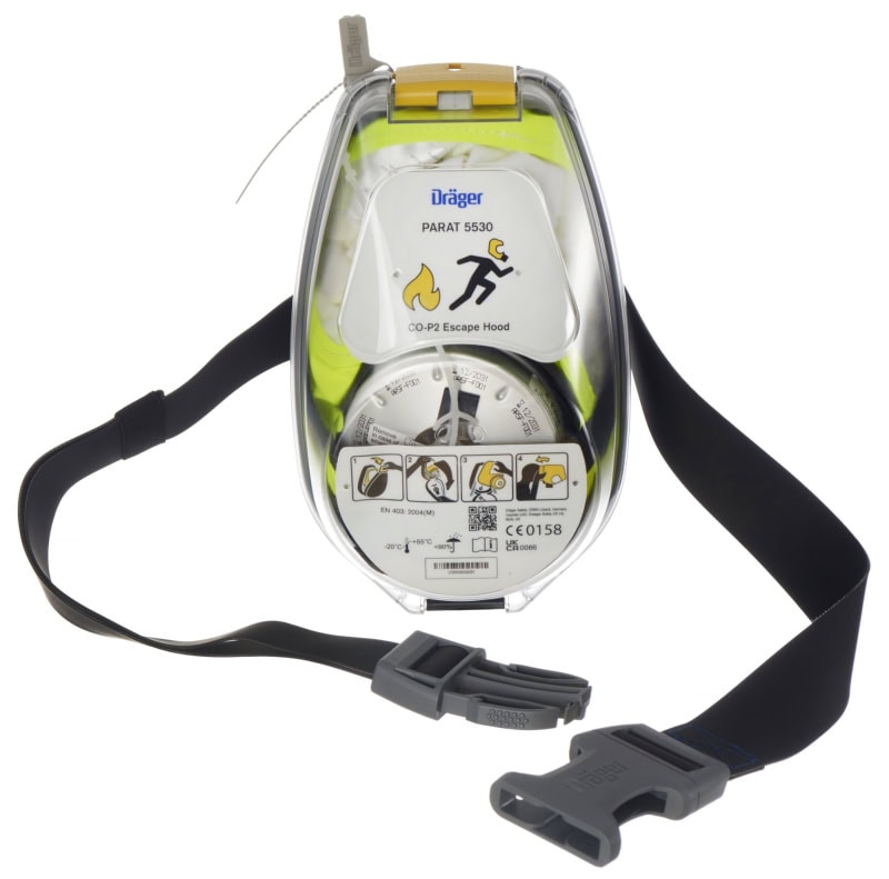 Preview: Dräger® PARAT® Anti Statischer Hüftgurt 3715595, Schwarz, Anti-Statisch (ESD), Für Dräger® PARAT® 4720 / 4730 / 5520 / 5530 / 7520 / 7530 Fluchthauben, Zum Tragen des Soft Pack / Hard Case an der Hüfte