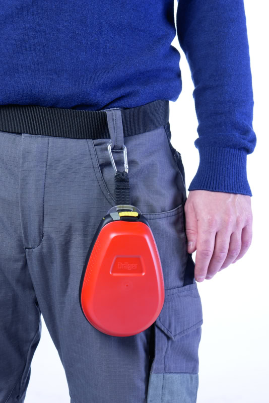 Preview: Dräger® PARAT® 3000 Sicherungskarabiner 3704422, Karabinerhaken mit Band, Zur Befestigung von Dräger® PARAT® 3000 Fluchtgeräten