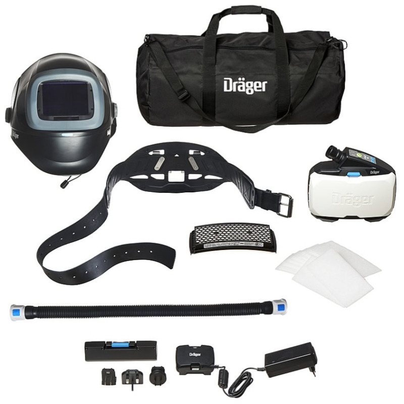 Preview: Dräger® X-plore® 8500 Schweißer Set Premium 3722131, TH3, 4A/3B, Seitenfenster, Hochklapp Funktion, Kopfband + Textilkopfschutz