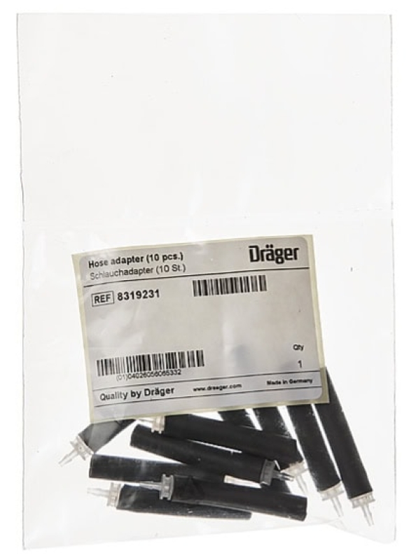 Preview: Dräger® Schlauchadapter mit FKM Schlauch 8319231, 10 Stück pro Pack, Innendurchmesser: 5 mm, 0,04 m, Lösemittelbeständig, Für Schwimmersonde 8316530 & 8316531