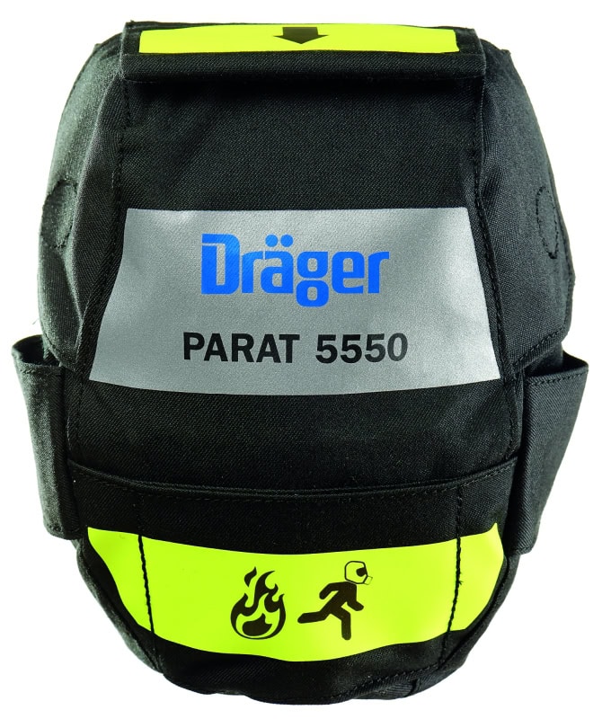 Preview: Dräger® PARAT® 5550 Brand Fluchthaube R59445, CO P2 Kombi Filter für mind. 15 Min. Schutz, Fire Pouch, Universalgröße, Brand Fluchthaube zum Schutz gegen toxische Brandgase, Dämpfe und Partikel