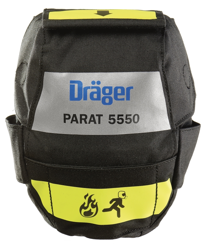 Preview: Dräger® PARAT® 5550 Brand Fluchthaube R59445, CO P2 Kombi Filter für mind. 15 Min. Schutz, Fire Pouch, Universalgröße, Brand Fluchthaube zum Schutz gegen toxische Brandgase, Dämpfe und Partikel