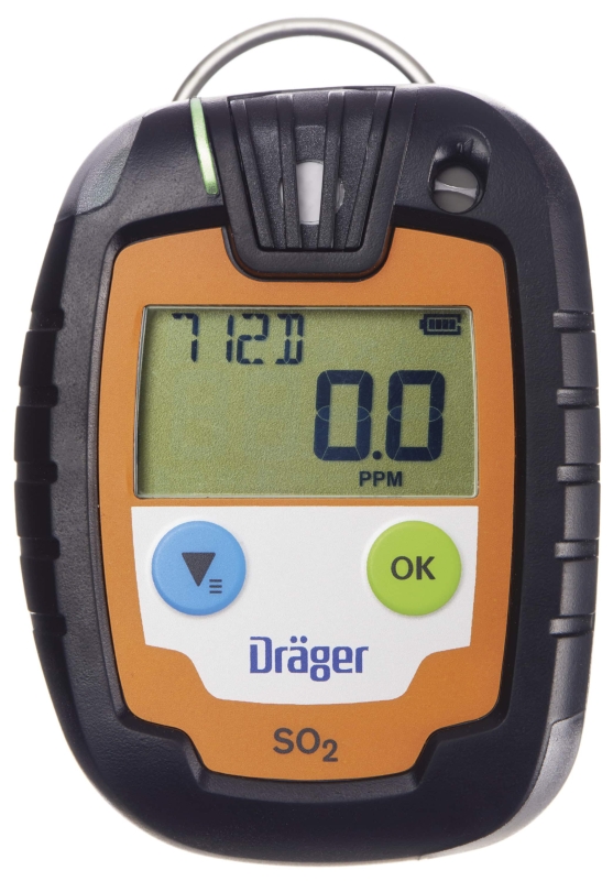 Preview: Dräger® Pac® 6000 Eingasmessgerät 8326323, Sensor: SO2, Zeitlimitiert, IP 68 Staub & Wasserdicht, Mobiles Gaswarngerät für Schwefeldioxid (SO2)