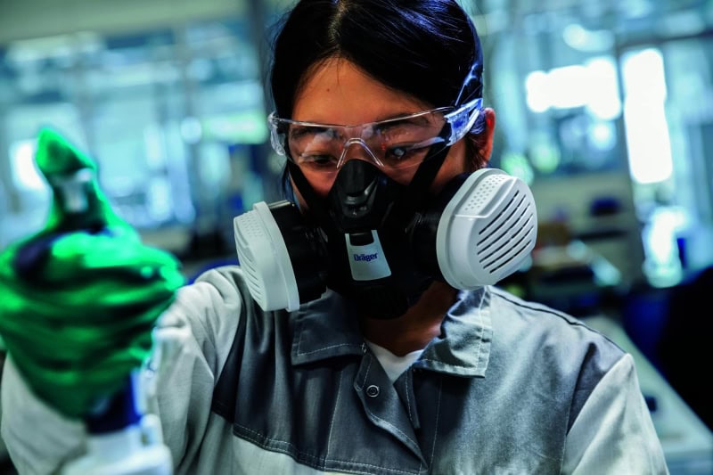 Preview: Dräger® X-plore® 3500 Gasmaske / Halbmaske R55350, Größe M, Dräger Flex, Dräger® Bajonett-Klick Filteranschluss