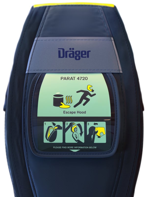 Preview: Dräger® PARAT® Piktogramme Einleger Set 3725783, Nachleuchtend, 10 Stück pro Packung, Für Dräger® PARAT® 4720 Fluchthaube