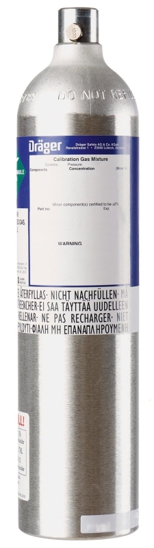 Preview: Dräger® Prüfgas 6810390, C3H8 / Luft [Propan], 0,9 Vol.-%, 112 Liter, 69 bar, Eingas Zylinder, Nicht reaktiv Gas, Testgaszylinder für Test Stationen für Begasungstests, Funktionskontrolle & Justierung