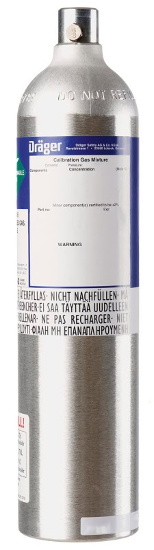 Preview: Dräger® Prüfgas 6811250, O2 / N2 [Sauerstoff], 18 Vol.-%, 60 Liter, 35 bar, Eingas Zylinder, Nicht reaktiv Gas, Testgaszylinder für Test Stationen für Begasungstests, Funktionskontrolle & Justierung