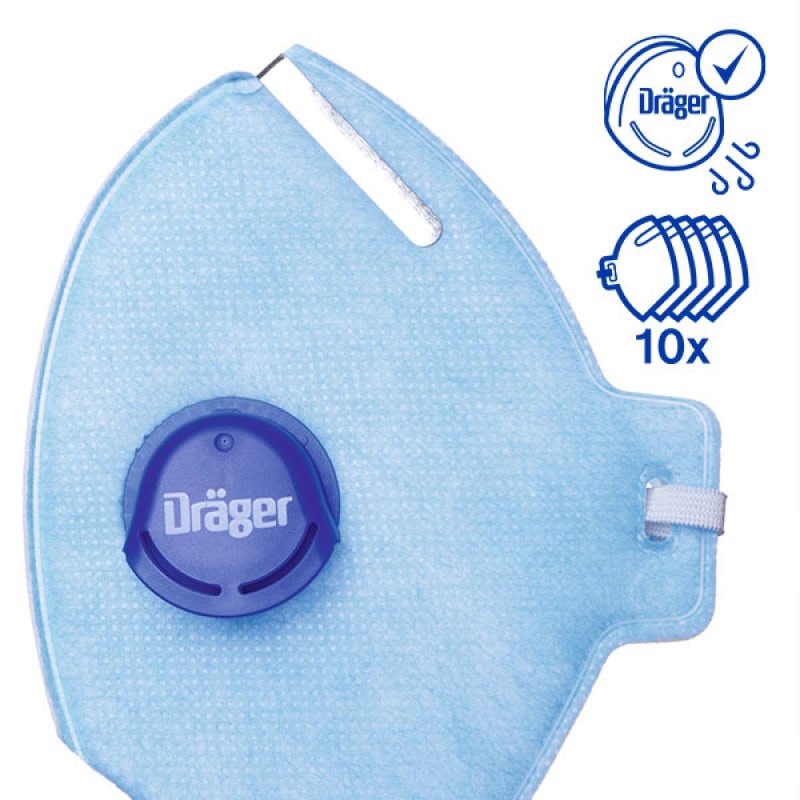 Preview: Dräger® X-plore® 1720+V FFP2 NR D 3951084, Hygienisch einzelverpackt, Wirksamer Schutz gegen Feinstäube und Partikel bei hohem Tragekomfort