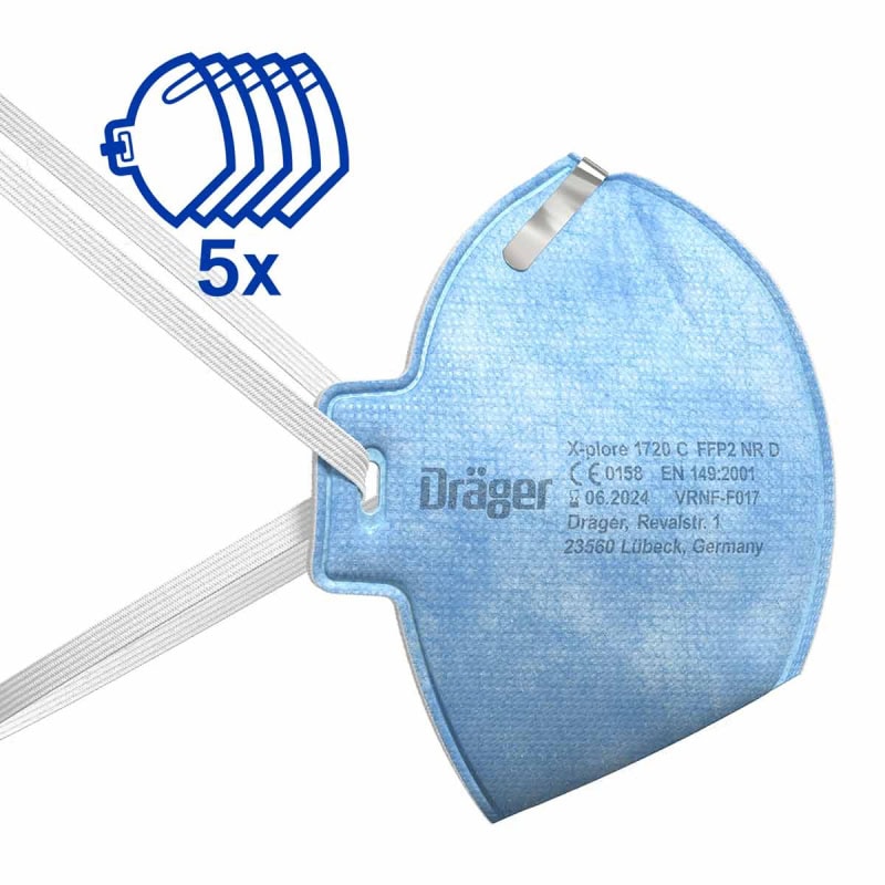 Preview: Dräger® X-plore® 1720 FFP2 NR D 3951083, Hygienisch einzelverpackt, Wirksamer Schutz gegen Feinstäube und Partikel bei hohem Tragekomfort