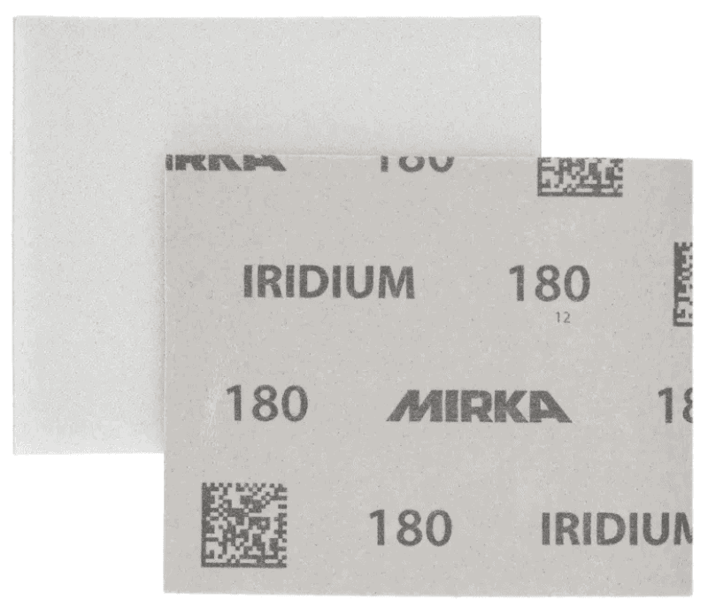 Preview: Mirka® Iridium® HS Soft Handpads 2471401015H0, Ø 115 mm x 140 mm, P150, Ohne Haftung, Mit Keramik- und Aluminiumkorn