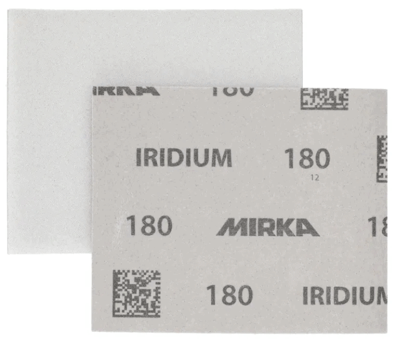 Preview: Mirka® Iridium® HS Soft Handpads 2471401032H0, Ø 115 mm x 140 mm, P320, Ohne Haftung, Mit Keramik- und Aluminiumkorn