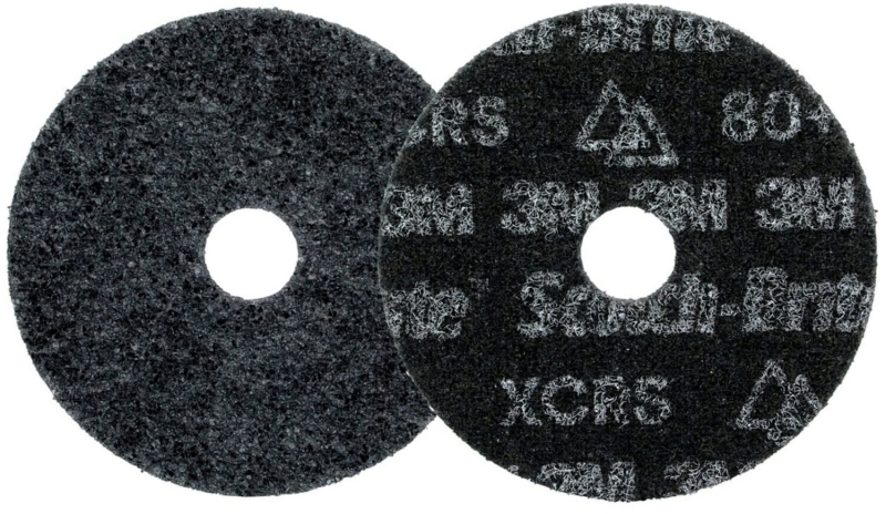 Preview: 3M™ Scotch-Brite™ HD-DH Präzisions-Vliesscheibe HDDH9474, Ø 125 mm x 22 mm, 80+, K, Sehr grob, Schwarz, 12.000 U./Min., Kletthaftend, Mit Zentrierloch, Für Abtrags- und Finisharbeiten