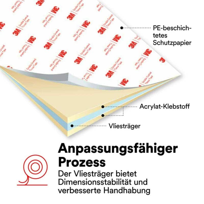 Preview: 3M™ Doppelseitiges Vliesklebeband 56215, 50 mm x 50 m, 0,15 mm, Transparent, Lösemittelfrei, Für Verklebungen mit hoher Oberflächenenergie