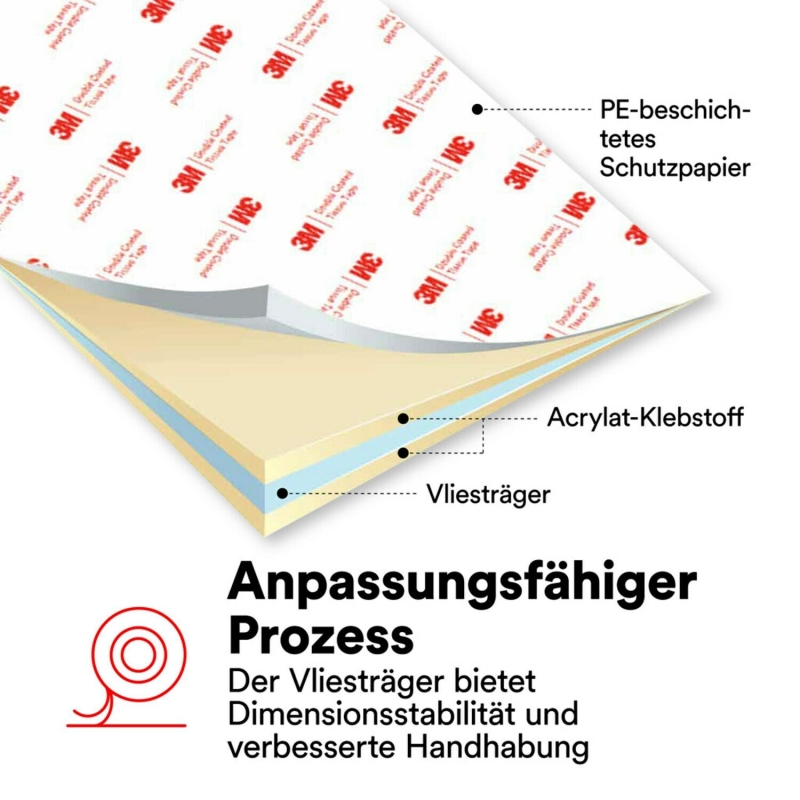 Preview: 3M™ Doppelseitiges Vliesklebeband 56415, 25 mm x 50 m, 0,15 mm, Transparent, Lösemittelfrei, Für Verklebungen mit hoher Oberflächenenergie