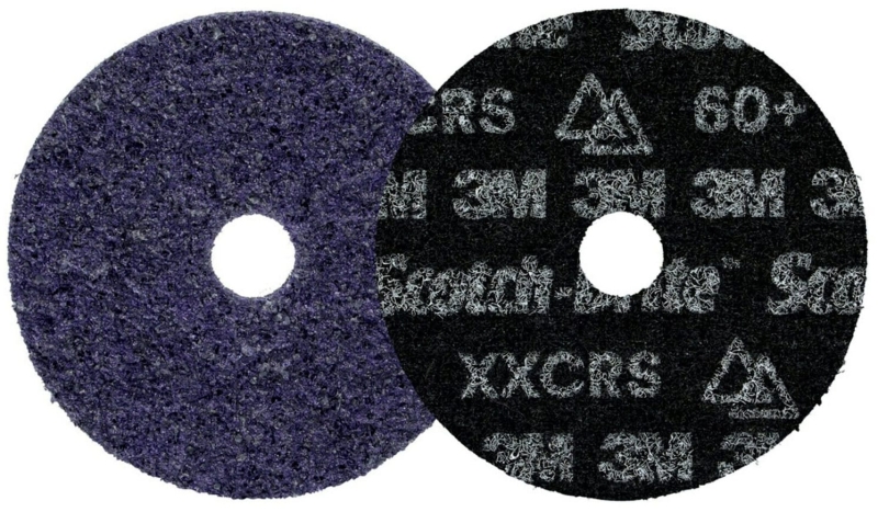 Preview: 3M™ Scotch-Brite™ HD-DH Präzisions-Vliesscheibe HDDH8887, Ø 100 mm x 16 mm, 60+, K, Sehr grob, Violett, 15.000 U./Min., Kletthaftend, Mit Zentrierloch, Für Abtrags- und Finisharbeiten