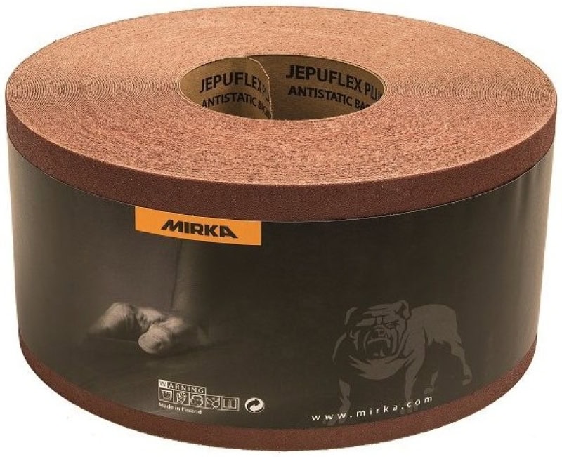 Preview: Mirka® Jepuflex Antistatic 4451100110, 115 mm x 50 m, P100, Ohne Haftung, Schleifrollen mit Aluminiumkorn