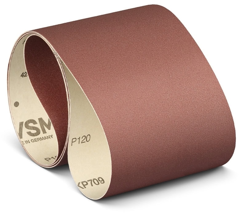 Preview: VSM ALUMINIUMOXID KP709 712631, 150 mm x 7800 mm, A, P240, F-Papier, Ausführung (E13), Rot-braun, Schmalband mit Aluminium, Für Edelstahl und Superlegierungen