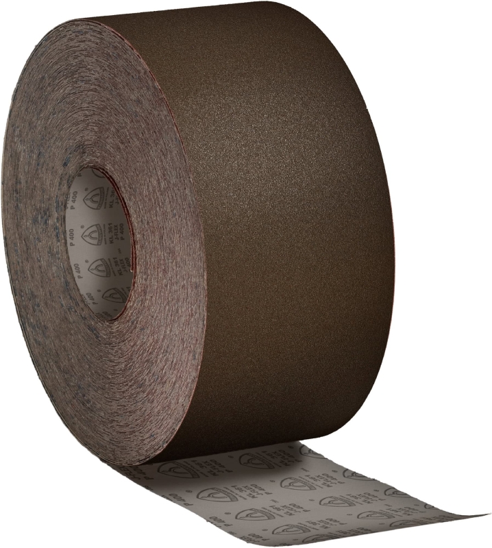 Preview: KLINGSPOR KL 361 JF Schleifrolle 3924, 100 mm x 50 m, P320, A, Ohne Haftung, Aluminiumkorn, Für Edelstahl, Metall Universal und Holz