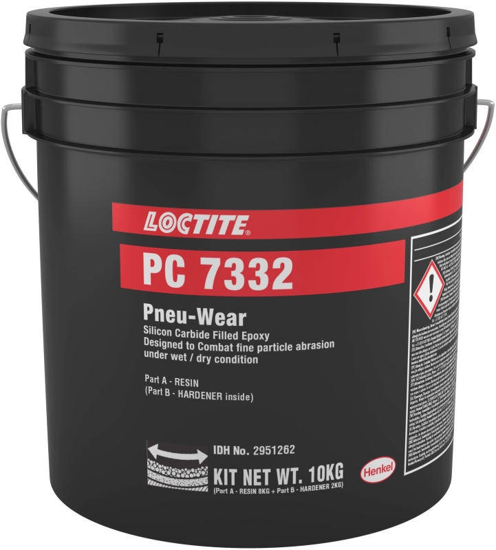 Preview: Henkel™ Loctite® PC 7332 Nordbak Verschleißschutz, 10 Kg, Dunkelgrau, 2K, 4:1, 2951262, beständig gegen Nass- und Trockenabrieb