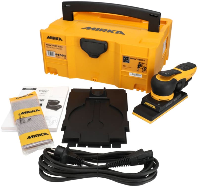 Preview: Mirka® DEOS II 383 Elektro Schwingschleifer MID3834044CA, 70 x 198 mm, 3 mm Schleifhub, Zentralabsaugung, 240V, 0,4 PS / 300 Watt, Externe Absaugung