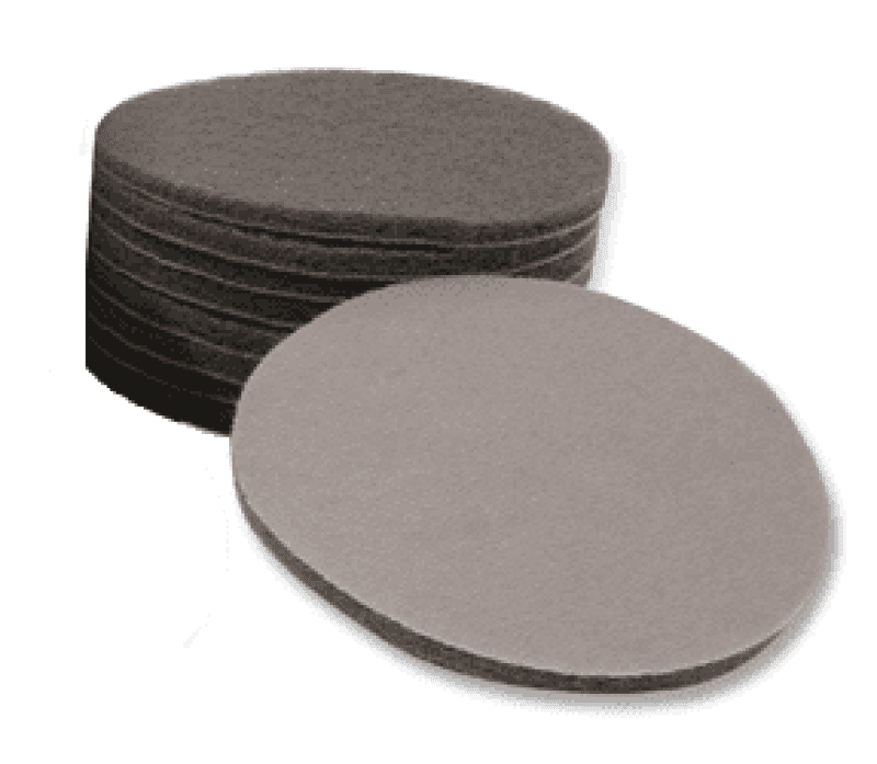 Preview: Mirka® Mirlon 8062201094, Ø 150 mm, P1500, S, Ultra fein, Dunkelgrau (UF), Kletthaftend, Vliesscheiben mit Siliciumkarbidkorn, Für Reinigungs- und Vorbereitungsarbeiten an Werkstücken