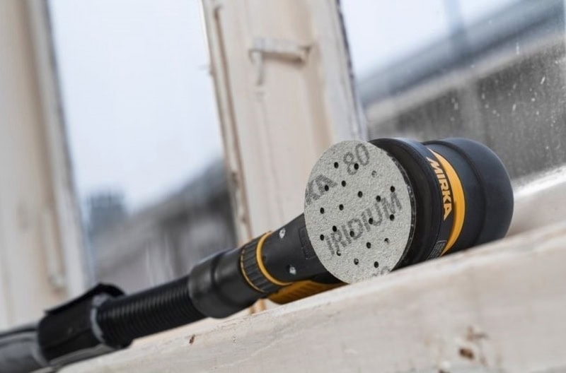 Preview: Mirka® Iridium® 2461305012, Ø 90 mm, P120, 7-fach Gelocht, Kletthaftend, Schleifscheibe mit Keramik- und Aluminiumkorn