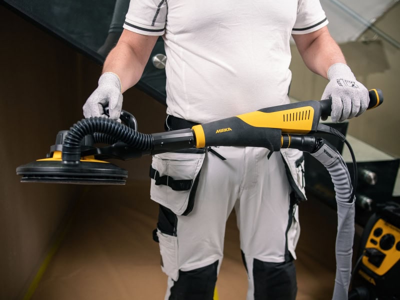 Preview: Mirka® LEROS 950CV Kurzvariante Elektro Wandschleifer | Deckenschleifer MIW9502122, Ø 225 mm, 5 mm Schleifhub, Kein Gewinde, Zentralabsaugung, 240V, 0,47 PS / 350 Watt, Externe Absaugung