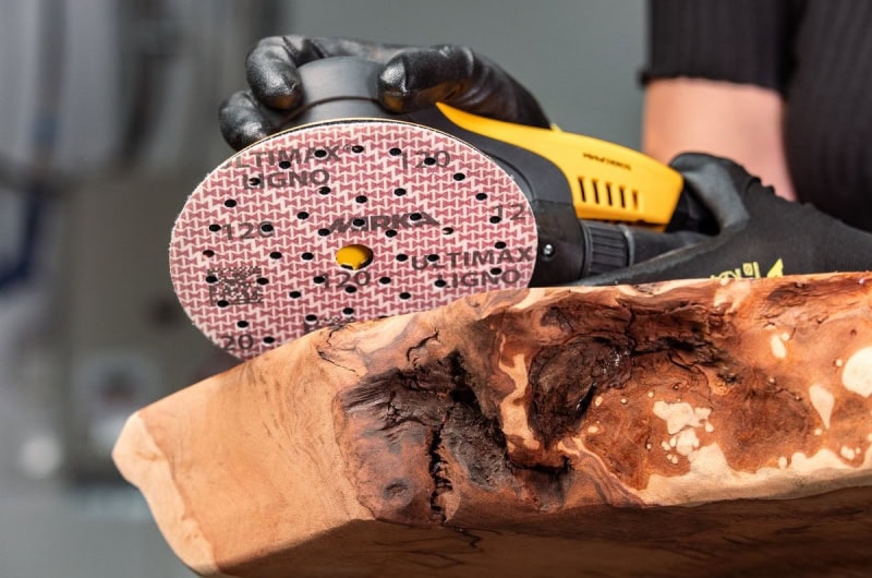 Preview: Mirka® Ultimax® Ligno Schleifscheibe UL6M109980, Ø 150 mm, P80, Multilochung, Kletthaftend, Latex Papierschleifscheibe mit Keramik- & Aluminiumkorn, Ideal für Holzschleifarbeiten